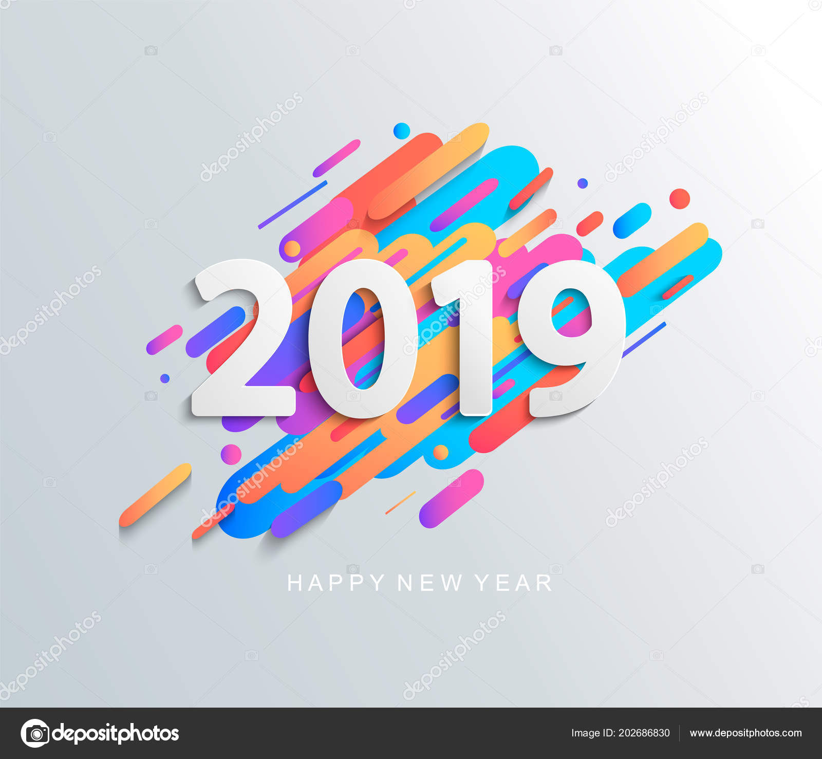 Creative Happy New Year 2019 Card Modern Motion Background Vector Creative Happy New Year 2019 Card Modern Motion Background Vector