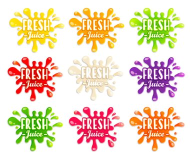 Farklı meyve sıçramalarına ayarlayın. Tatlı ve damla engelliyor. Vektör çizimler, üzerinde beyaz izole.