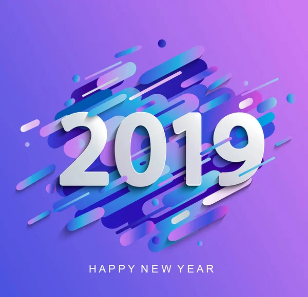Bonne Année Créative 2019 Carte Sur Fond Dynamique Dégradé Moderne — Image vectorielle