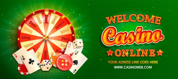 Casino Poker Kartları Zar Cips Servet Tekerlek Kumar Diğer Tasarım — Stok Vektör