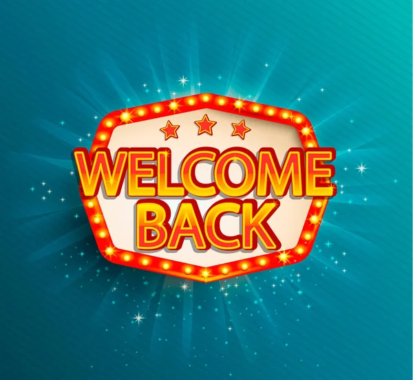 Welcome Back Retro Banner Glowing Lamps Vector Illustration Shining Lights — Stock Vector