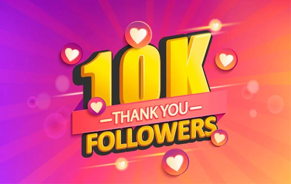 Köszönjük Hogy 10K Követői Banner Köszönet Követői Szerencsekívánat Kártya Vektoros — Stock Vector