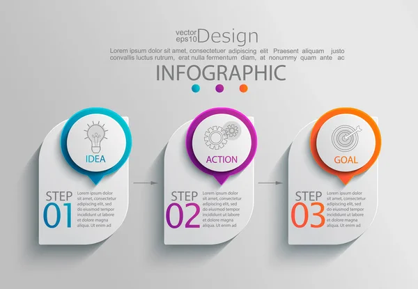 Modelo Infográfico Papel Com Opções Para Apresentação Visualização Dados — Vetor de Stock