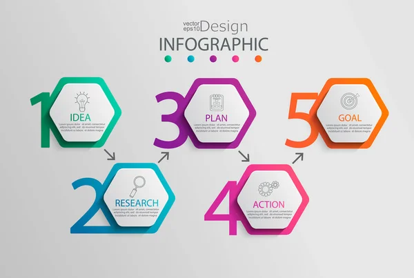 Paper Infographic Template Hexagon Options Presentation Data Visualization — Stock Vector