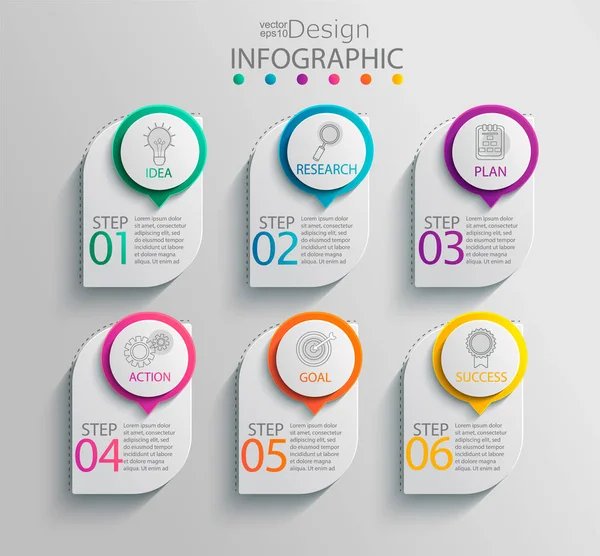 Modelo Infográfico Papel Com Opções Para Apresentação Visualização Dados — Vetor de Stock