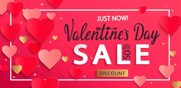 День Святого Валентина Продаж Фону Сердечками — стоковий вектор