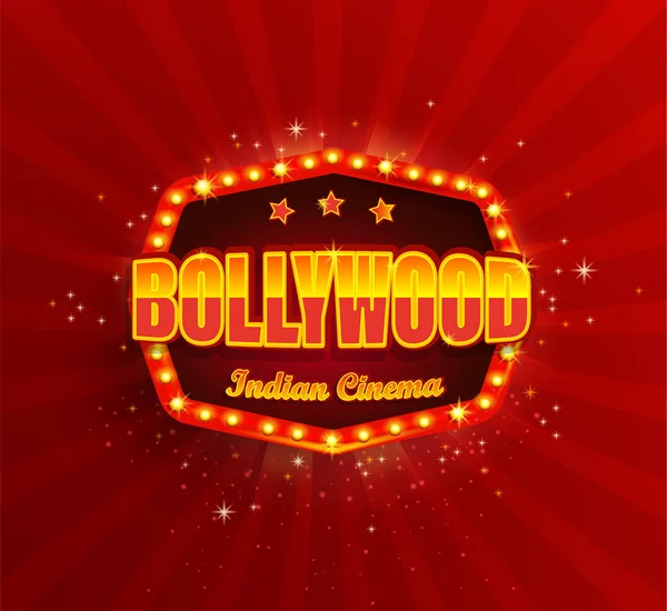 Bollywood Indian Cinema Film Banner Poster Met Retro Licht Frame — Stockvector