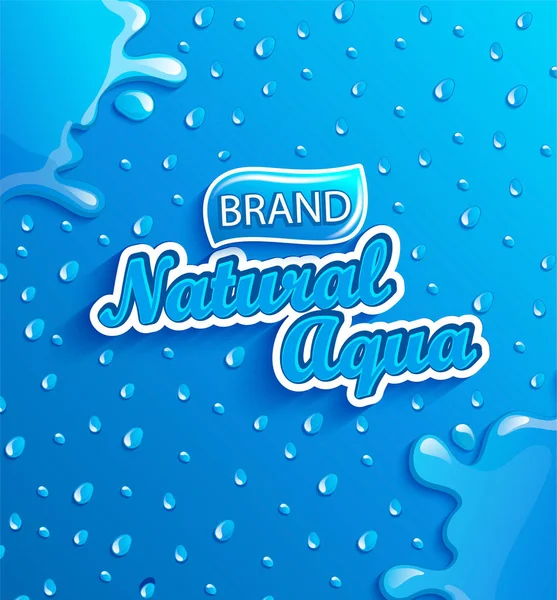 Fresh Clean Natural Water Banner Splash Drops Condensation Gradient Blue — Stock Vector