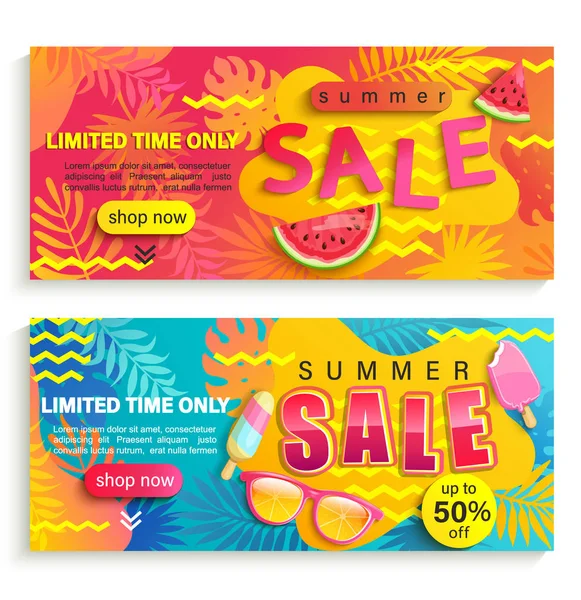 Uppsättning Sommar Försäljning Banners Flyers Marknadsför Upp Till Procent Priset — Stock vektor