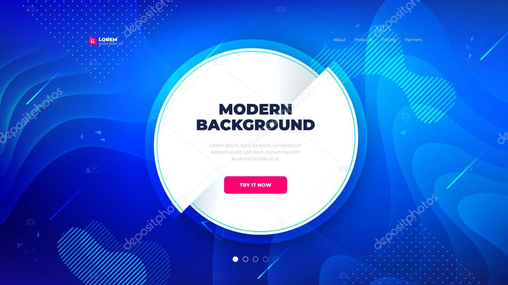 Light circle with dark blue Liquid color background design for Landing page site.