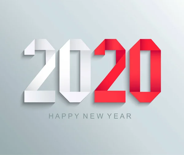 Nya 2020 år Paper gratulationskort. — Stock vektor
