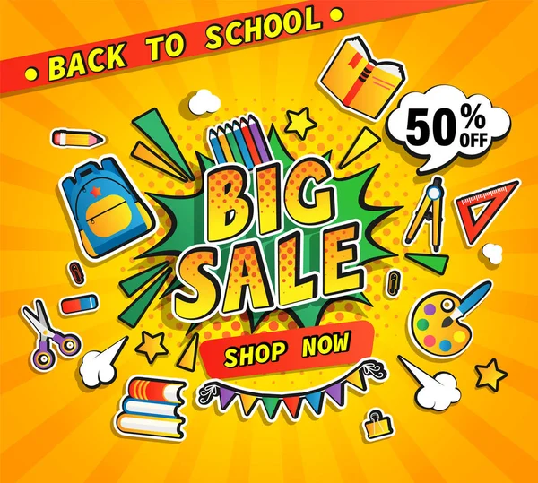 Back to school big sale banner. — Stock Vector