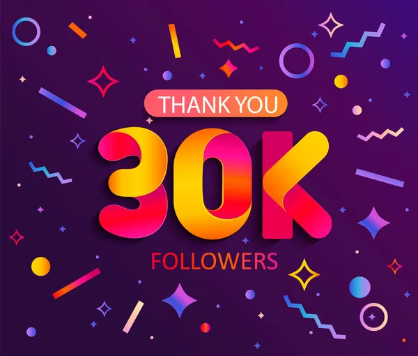 Köszönöm 30000 követői, köszönet banner. — Stock Vector
