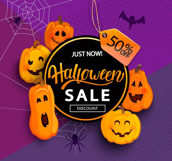 Eladó és 50% kedvezmény Banner Halloween. — Stock Vector