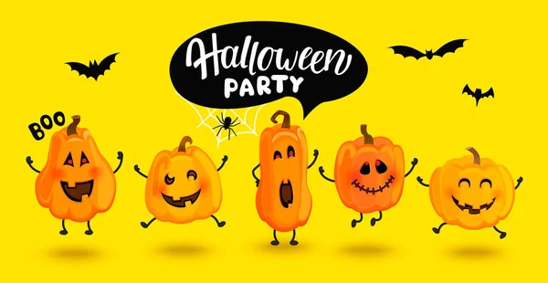 Monstruo calabazas invitan a fiesta de Halloween . — Vector de stock