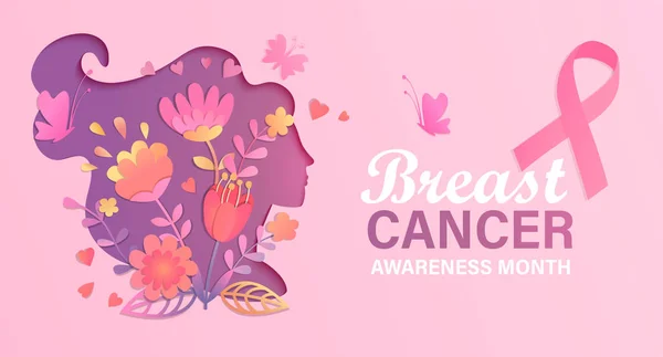 Banner para o mês de conscientização do câncer de mama . —  Vetores de Stock