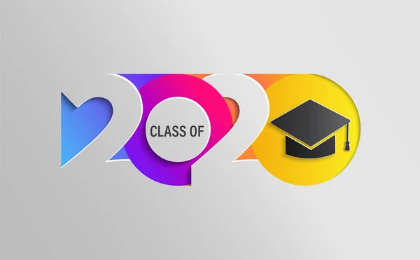 Happy Class 2020 Graduation Insta Colour Banner Χάρτινο Στυλ Για — Διανυσματικό Αρχείο