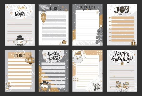 Winter Templates Notes Buy Lists Organizer Planner Schedule Your Design — Stock Vector