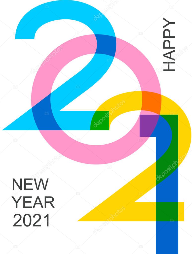 Banner for 2021 New Year with semi-transparent numbers.Wishing happy holidays for your seasonal flyers, greetings and invitations, congratulations and cards. Concept poster. Vector illustration.