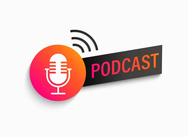 Σύμβολο Podcast Εικονίδιο Μικρόφωνο Στούντιο Έμβλημα Για Μετάδοση Ειδήσεις Και — Διανυσματικό Αρχείο