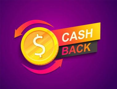 Nakit olarak pankart teklif et. Geri ödeme promosyonu, nakit para sermayesi para tasarrufu için yardımcı olur. Alışveriş para kazandırır. Tasarımın için şablon. Vektör illüstrasyonunun dolar para amblemi.