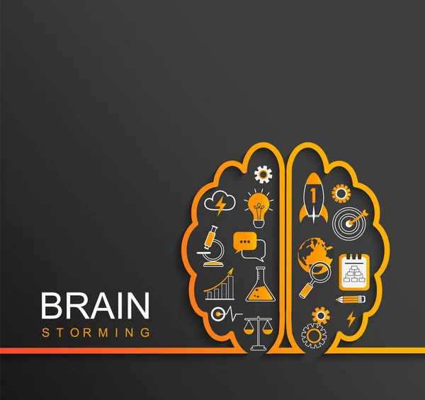 Concept Remue Méninges Avec Des Icônes Science Des Affaires Cerveau — Image vectorielle