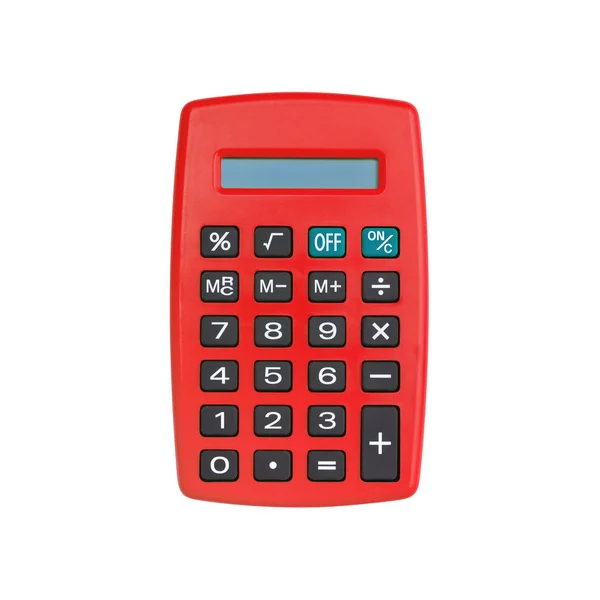 Красный Калькулятор Выделенный Белом Фоне — стоковое фото
