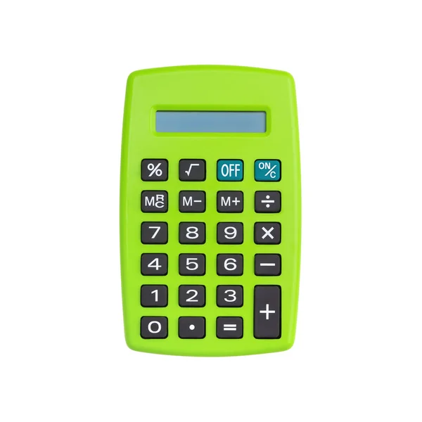 Green Calculator Isolated White Background Clipping Path — Stock Photo, Image