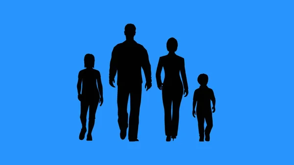 Familjen promenader tillsammans. Föräldrar och deras barn — Stockfoto