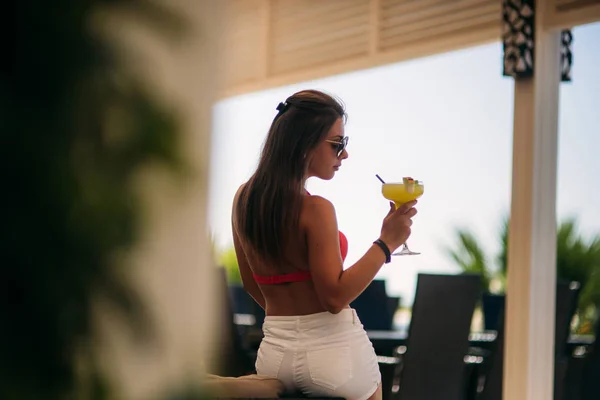 Silhouette einer Dame mit Cocktail — Stockfoto