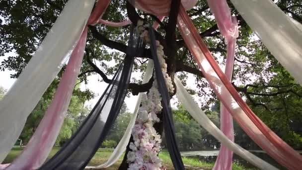 Beau grand arbre décoré pour la cérémonie de mariage 