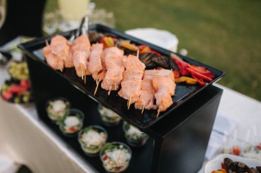 Lüks yemekler, farklı yiyecekler ve atıştırmalıklarla dışarıda yapılan bir parti. Luzury Party 'nin Yürürlüğü