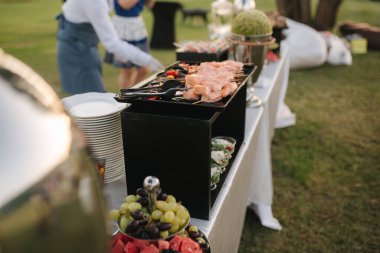 Lüks yemekler, farklı yiyecekler ve atıştırmalıklarla dışarıda yapılan bir parti. Luzury Party 'nin Yürürlüğü