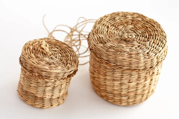 wicker baskets, own hands, isolate, baskets with lids, on a white background, basket,