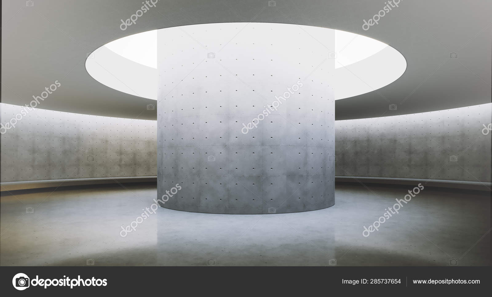 Contemporary and futuristic empty interior with natural light on