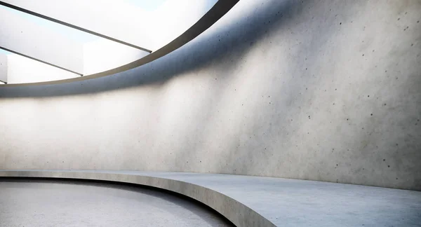 Samtida och futuristisk tom interiör med naturligt ljus på betont vägg och reflektioner på golvet. Konceptet inredningsdesign och arkitektur. 3D-rendering — Stockfoto