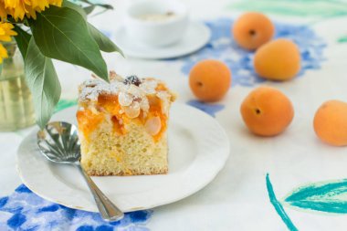 Ev yapımı rustik kayısı kek bir tablo