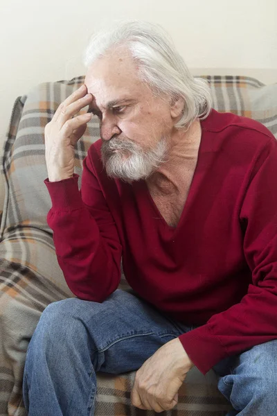 Stilig Sjuk Gubbe Med Skägg Och Mustasch Med Långt Vitt — Stockfoto