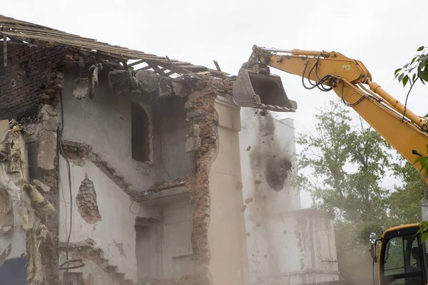 Vernieling Van Muren Van Het Oude Gebouw Het Opruimen Van — Stockfoto