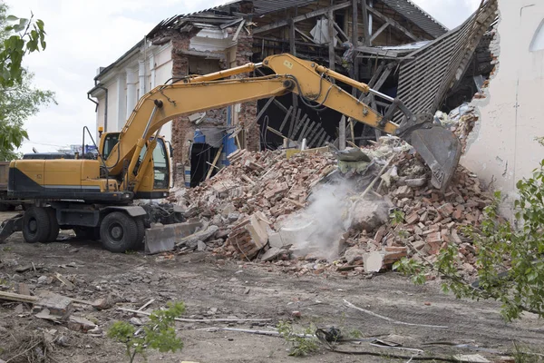 Vernieling Van Muren Van Het Oude Gebouw Het Opruimen Van — Stockfoto