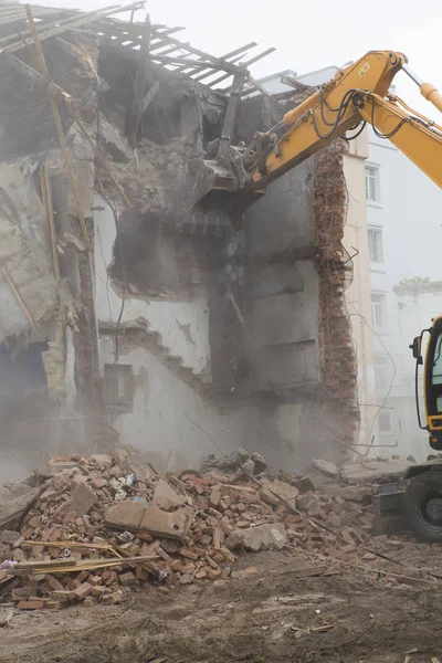 Vernieling Van Muren Van Het Oude Gebouw Het Opruimen Van Stockfoto