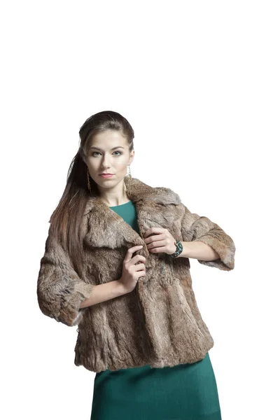 Sexy Girl Fur Coa — Stock Photo, Image
