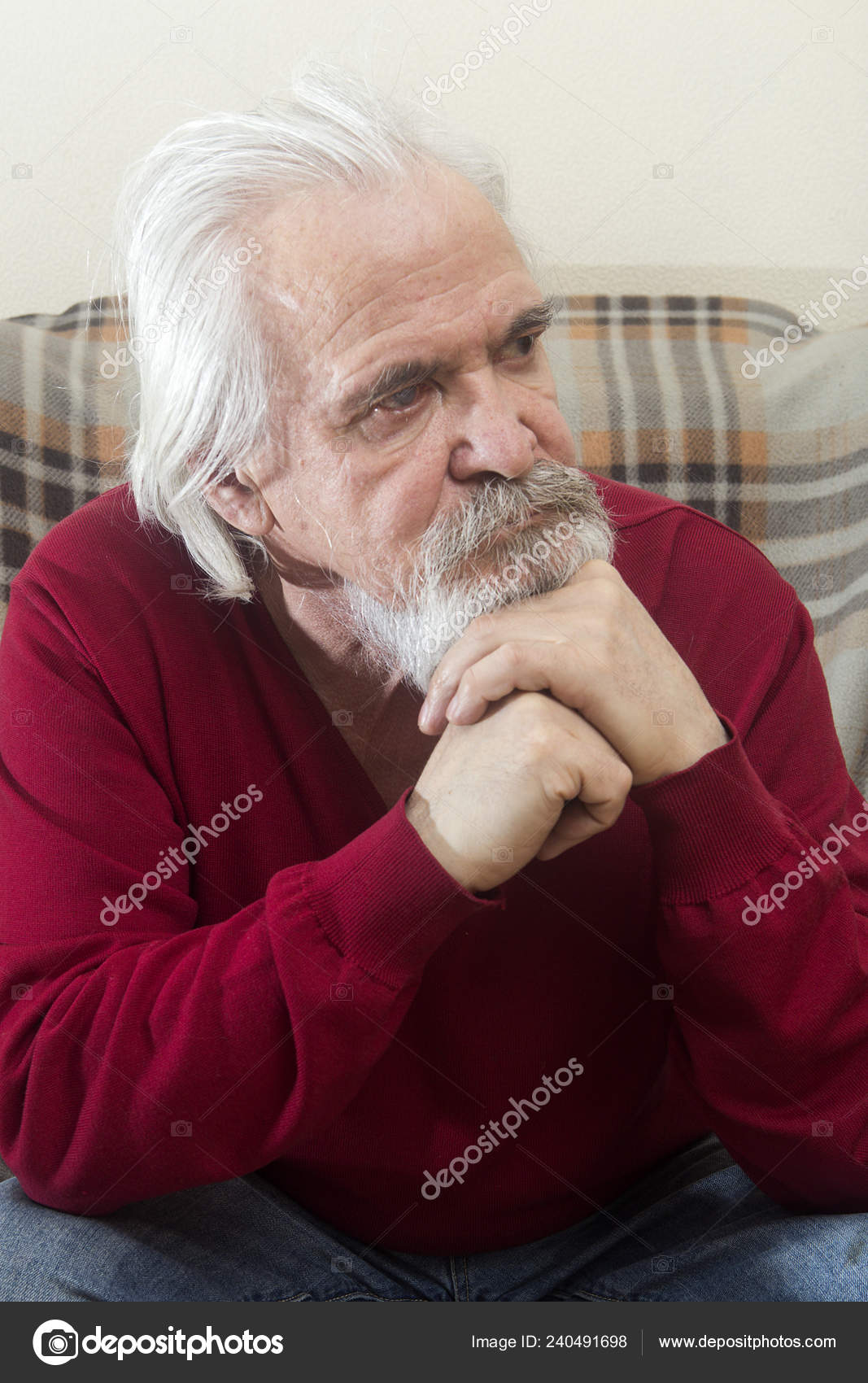 Handsome Sick Old Man Beard Mustache Long White Hair Nursing