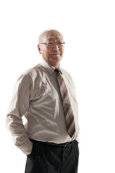 Senior Asiatische Mann Posiert Studio Geschnitzt Auf Weißem Hintergrund — Stockfoto