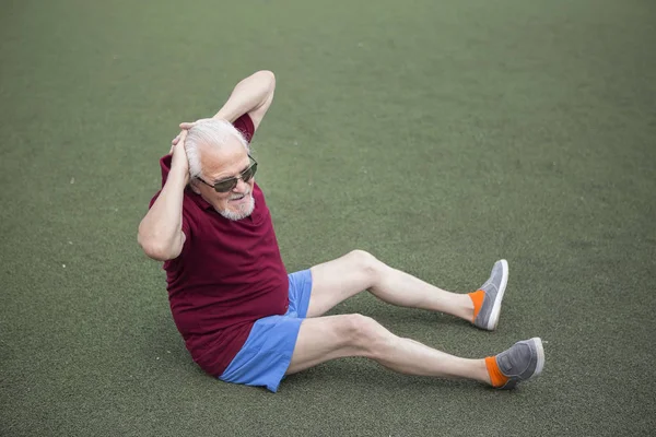 Senior Man Practicing Sports Stadium Open Air Concept Healthy Lifestyle — Stock Photo, Image