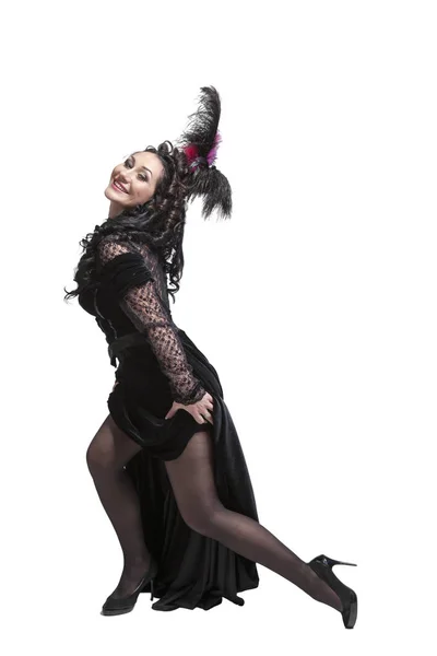 Mulher em um vestido de fada preta — Fotografia de Stock