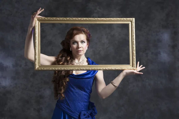 Young woman in classic dress — Stock Photo, Image