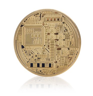Beyaz arkaplanda izole edilmiş altın bitcoin
