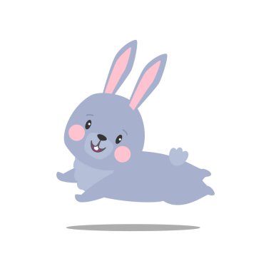 Sevimli tavşan ve tavşan kart, posterler mevcut atlama vektör karikatür çizim.