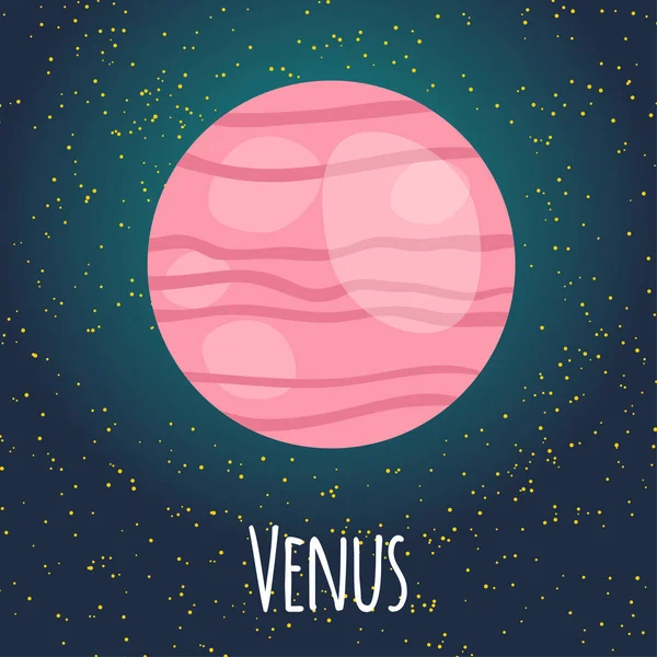 Векторні Ілюстрації Планети Венера Плоских Мультфільму Стиль Плакат Дитяча Кімната — стоковий вектор